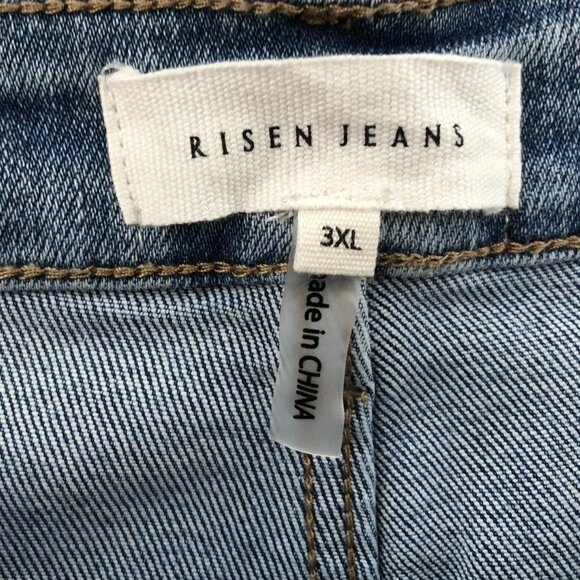 NWT Risen Women Whitney Jeans Size 3XL Light Wash Wide Leg Distressed Blue Denim - Picture 3 of 16